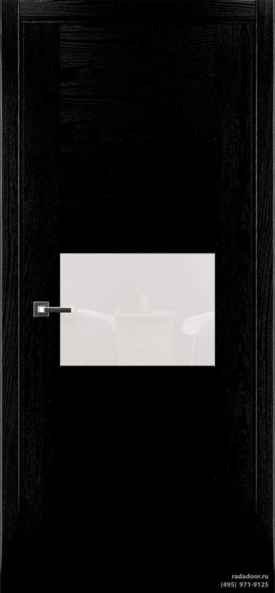 Дверь Рада Bruno ДО-2, стекло белый лакобель (черная эмаль)