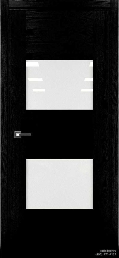 Дверь Рада Bruno ДО-1, стекло белый лакобель (черная эмаль)